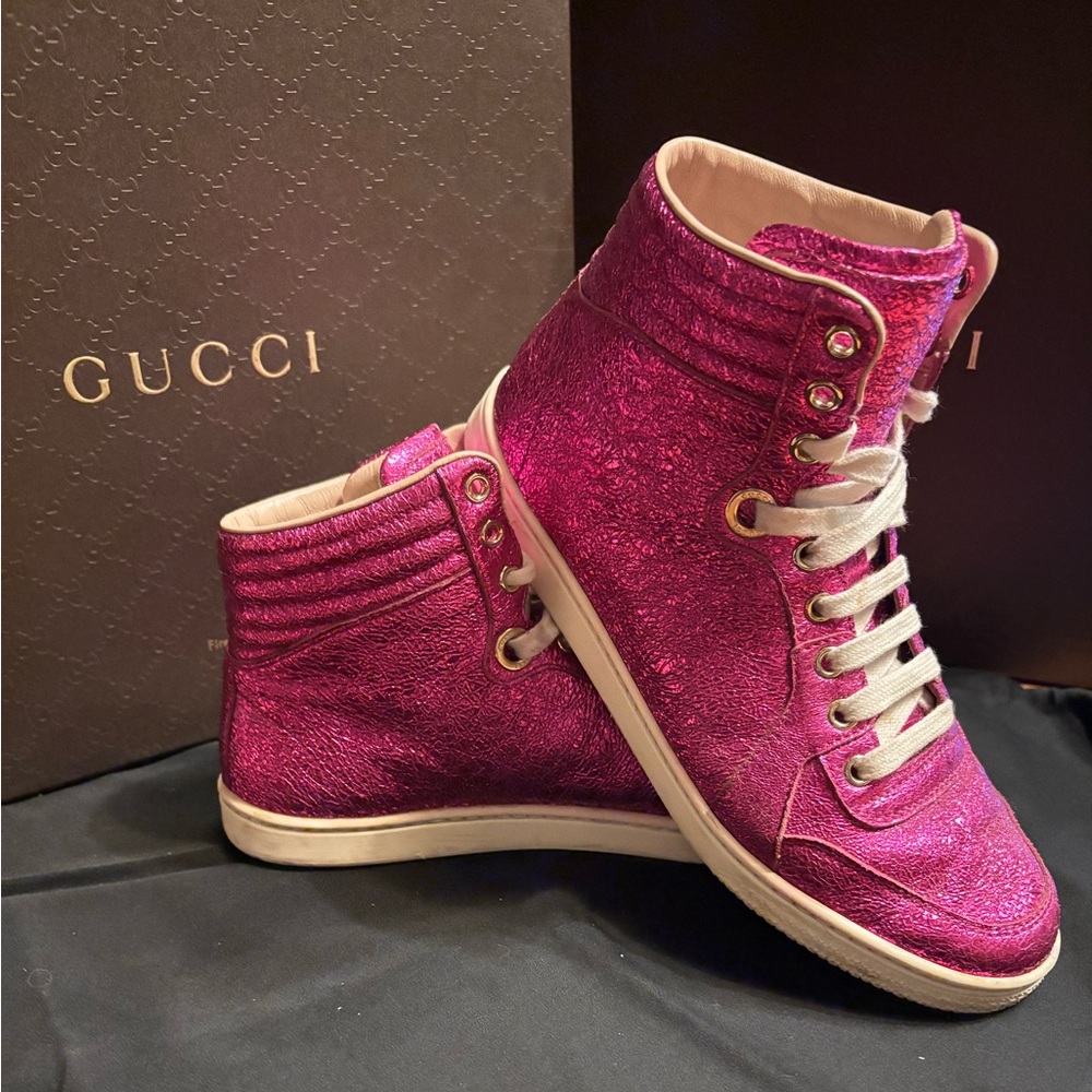 Gucci pink high top sneakers